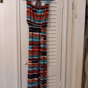 Trixxi Striped Maxi Dress in Teal, Rust, Navy & Black